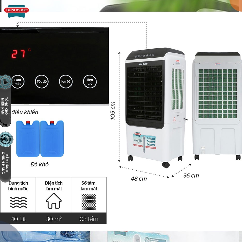 quat dieu hoa hoi nuoc 150w sunhouse