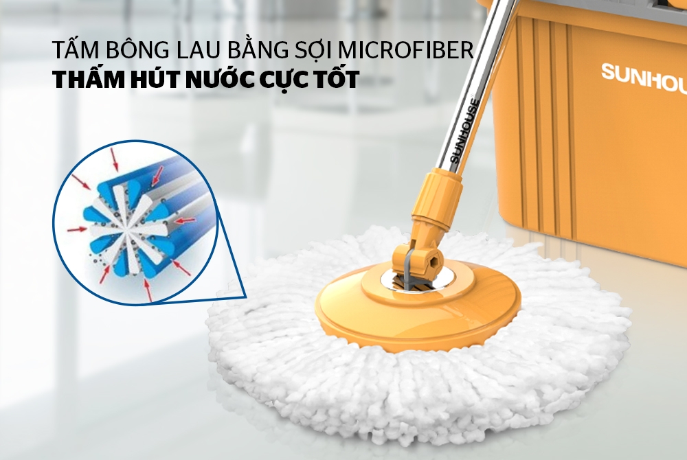 bong lau nha ? microfiber xoay 360 do ? sunhouse ks co350m