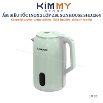Ấm đun siêu tốc INOX 2 lớp 2.8 Lít SUNHOUSE SHD1364