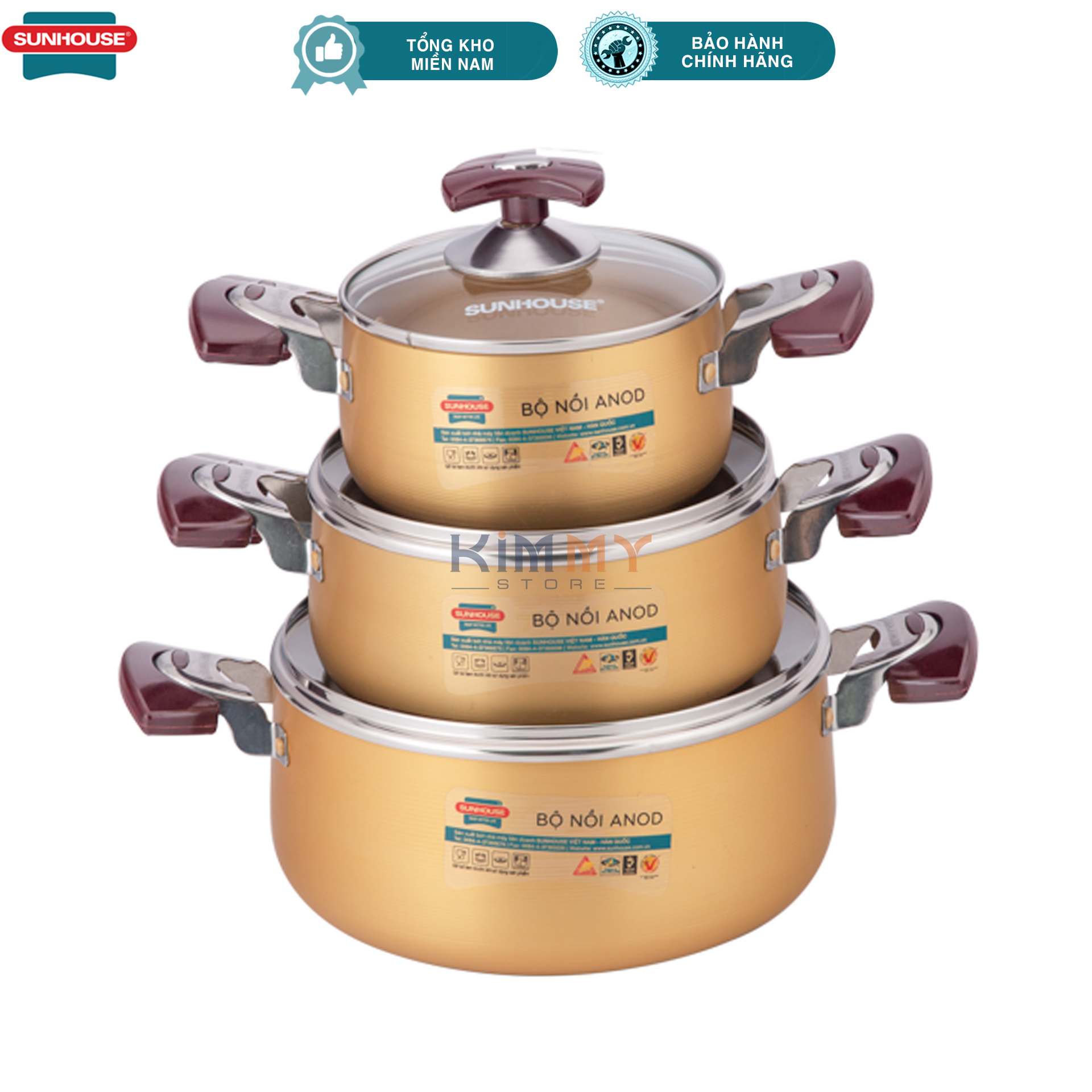 Bộ 3 nồi Anod Sunhouse SH6634