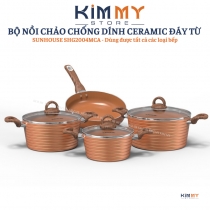 Bộ nồi chảo chống dính Ceramic đáy từ SUNHOUSE SHG2004MCA