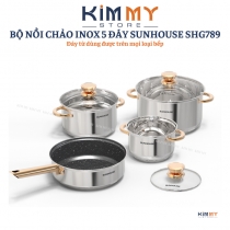 Bộ nồi chảo Inox 5 đáy SUNHOUSE SHG789