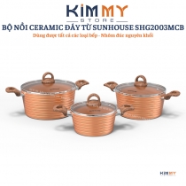 Bộ nồi chống dính Ceramic đáy từ SUNHOUSE SHG2003MCB