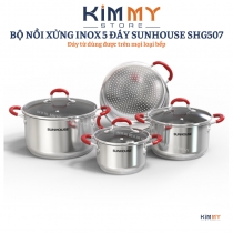 Bộ nồi xửng Inox 5 đáy SUNHOUSE SHG507