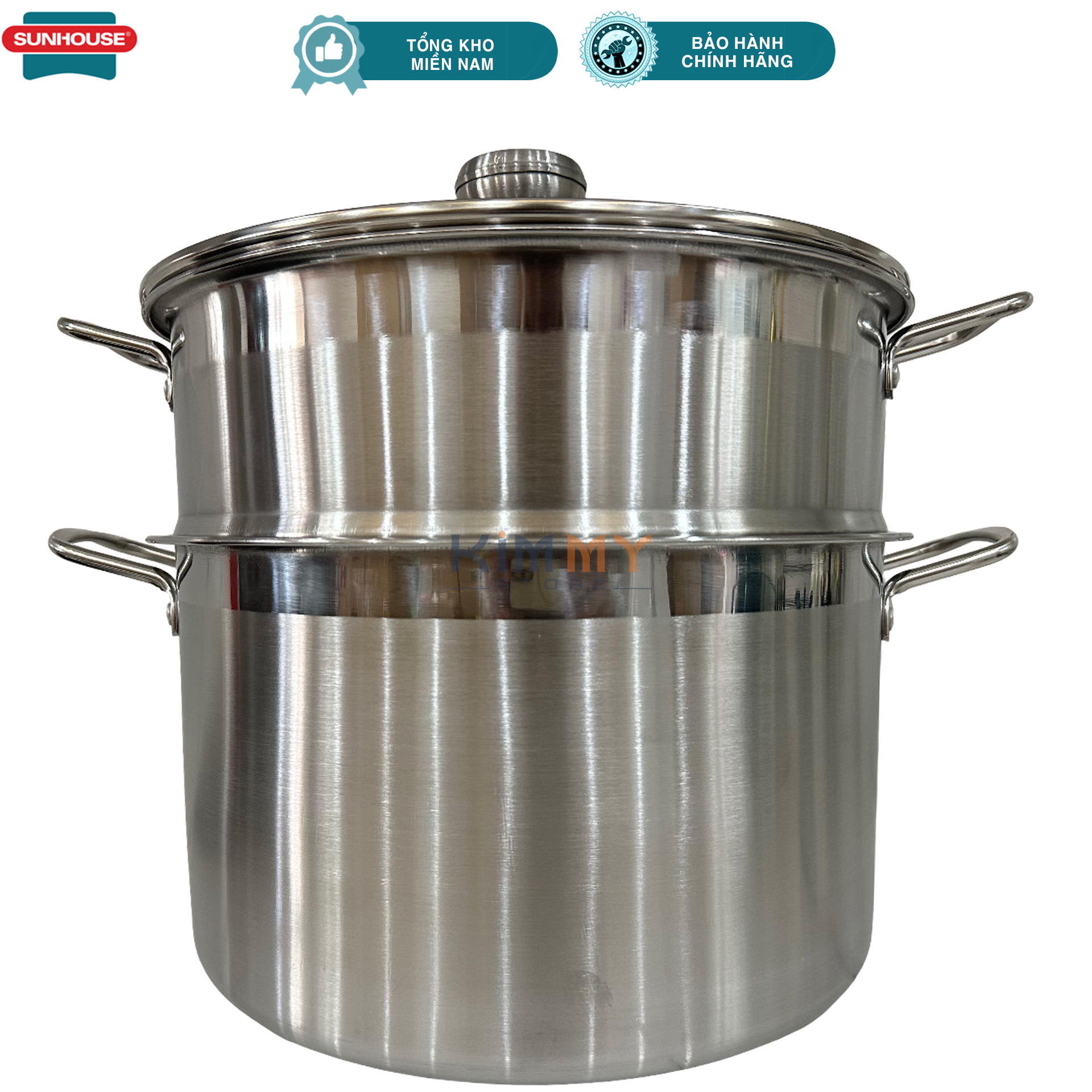 Bộ nồi xửng inox size 30cm - Vung kính cường lực